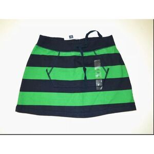 Gap kids girls rugby stripe preppy mini skirt green navy blue pull on XXL 14 16